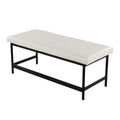 Fuji bench in Black Metal, White PU, back and side view, featuring faux leather design and leather design