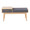 Telephone Contemporary Bench in Natural Wood and Grey Fabric with Pull-out Drawer — front view