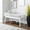 Telephone Contemporary Bench in White Wood and Grey Fabric with Pull-out Drawer — lifestyle photo 2