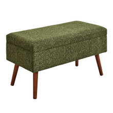 Storage Contemporary Bench in Brown Wood and Dark Green Fabric — product view