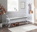 Stefani bench in White Metal, Grey Wood
