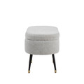 Harvey bench in Black Metal, Light Grey Fabric, Gold Accent, side view, featuring metal design and fabric design