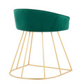 Canary ottomans & benche in Gold Steel, Green Velvet, back and side view, featuring velvet design