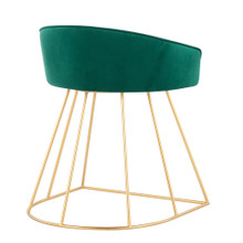 Canary ottomans & benche in Gold Steel, Green Velvet, back and side view, featuring velvet design