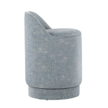 Marla ottomans & benche in Light Blue Fabric, side view, featuring swivel and storage