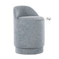 Marla Contemporary 18" Upholstered Vanity Stool with Swivel in Light Blue Fabric — product view (photo 1)