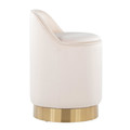 Marla ottomans & benche in Gold Metal, Cream Velvet, side view, featuring swivel and storage
