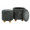 Bacci Contemporary Ottoman Set in Natural Wood and Green Fabric- Set of 2 — detail view (photo 5)