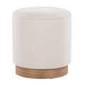 Marla Contemporary Nesting Ottoman Set in Natural Wood and Cream Fabric — detail view (photo 1)