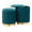 Marla ottoman in Gold Metal, Peacock Teal Velvet, close-up detail, featuring velvet design and metal design