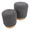 Marla ottoman in Natural Wood, Black Fabric, top view, featuring wood design