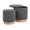 Marla ottoman in Natural Wood, Black Fabric, close-up detail, featuring wood design