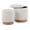 Marla Contemporary Nesting Ottoman Set in Natural Wood and Cream Fabric — detail view (photo 3)