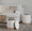 Marla Contemporary Nesting Ottoman Set in Natural Wood and Cream Fabric — lifestyle photo 5