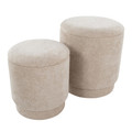 Marla ottoman in Beige Fabric, top view, featuring storage
