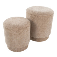 Marla ottoman in Brown Fabric, top view, featuring storage