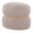 Cinch ottoman in Natural Wood, Beige Fabric, back and side view, featuring wood design and fabric design