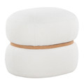 Cinch Contemporary Pouf Ottoman in Cream Fabric and Natural Wood — product view