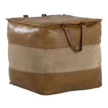 Cobbler ottomans & benche in Brown Leather, Tan Canvas, product view