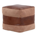 Cobbler Canvas Pouf in Espresso Leather and Tan Canvas — product view