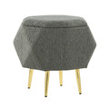 Diamond Contemporary Ottoman in Gold Metal and Green Fabric with Storage — product view (photo 1)