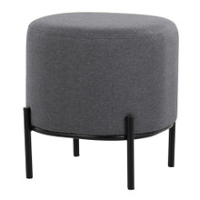 Daniella ottomans & benche in Black Metal, Grey Fabric, back and side view, featuring metal design and fabric design