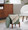 Daniella ottoman in Walnut Wood, Green Fabric, featuring storage