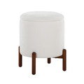 Daniella Contemporary Wood Storage Ottoman in Walnut Wood and White Fabric — product view