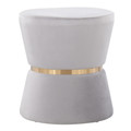 Gemma Contemporary/Glam Ottoman in Silver Velvet and Gold Metal — product view