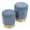 Marla ottoman in Blue Fabric, top view, featuring metal design and fabric design
