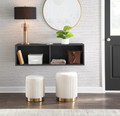 Marla ottoman in Gold Metal, Cream Velvet
