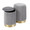 Marla Contemporary Nesting Pleated Ottoman Set in Gold Metal and Grey Velvet — side view