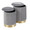 Marla Contemporary Nesting Pleated Ottoman Set in Gold Metal and Grey Velvet — rear three-quarter view