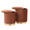 Marla Contemporary Nesting Pleated Ottoman Set in Gold Metal and Light Brown Velvet — detail view (photo 6)