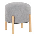 Michelle Contemporary Ottoman in Natural Wood and Light Grey Fabric — product view