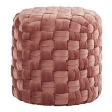Braided Round 16" Ottoman in Blush Pink Velvet — product view