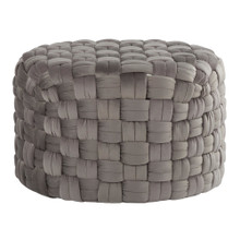 Braided Round 24" Ottoman in Dark Grey Velvet — product view
