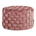 Braided Round 24" Ottoman in Blush Pink Velvet — product view