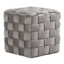 Square Braided 16" Ottoman in Dark Grey Velvet — product view
