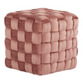 Square Braided 16" Ottoman in Blush Pink Velvet — product view