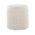Tahoe 18" Eclectic Waffle Storage Ottoman in Ivory Wool with 3d Woven Texture — product view