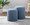 Tray Contemporary Nesting Ottoman Set in Blue Fabric and Natural Wood — lifestyle photo 3