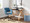Tray Contemporary Nesting Ottoman Set in Blue Fabric and Natural Wood — lifestyle photo 6