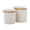 Tray ottoman in Cream Fabric, Natural Wood, product view, featuring wood design and fabric design