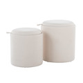 Tray Contemporary Nesting Ottoman Set in Cream Fabric and Natural Wood — product view (photo 1)