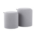 Tray Contemporary Nesting Ottoman Set in Grey Fabric and Natural Wood — product view