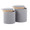 Tray Contemporary Nesting Ottoman Set in Grey Fabric and Natural Wood — detail view (photo 1)