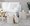Tray Contemporary Nesting Ottoman Set in Light Brown Fabric and Natural Wood — lifestyle photo 5