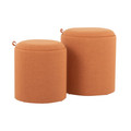 Tray Contemporary Nesting Ottoman Set in Orange Fabric and Natural Wood — product view