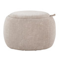 Tray Pouf Contemporary Ottoman in Natural Wood and Light Brown Fabric — product view (photo 1)